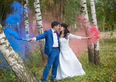 Свадебная фотосессия с дымовыми шашками